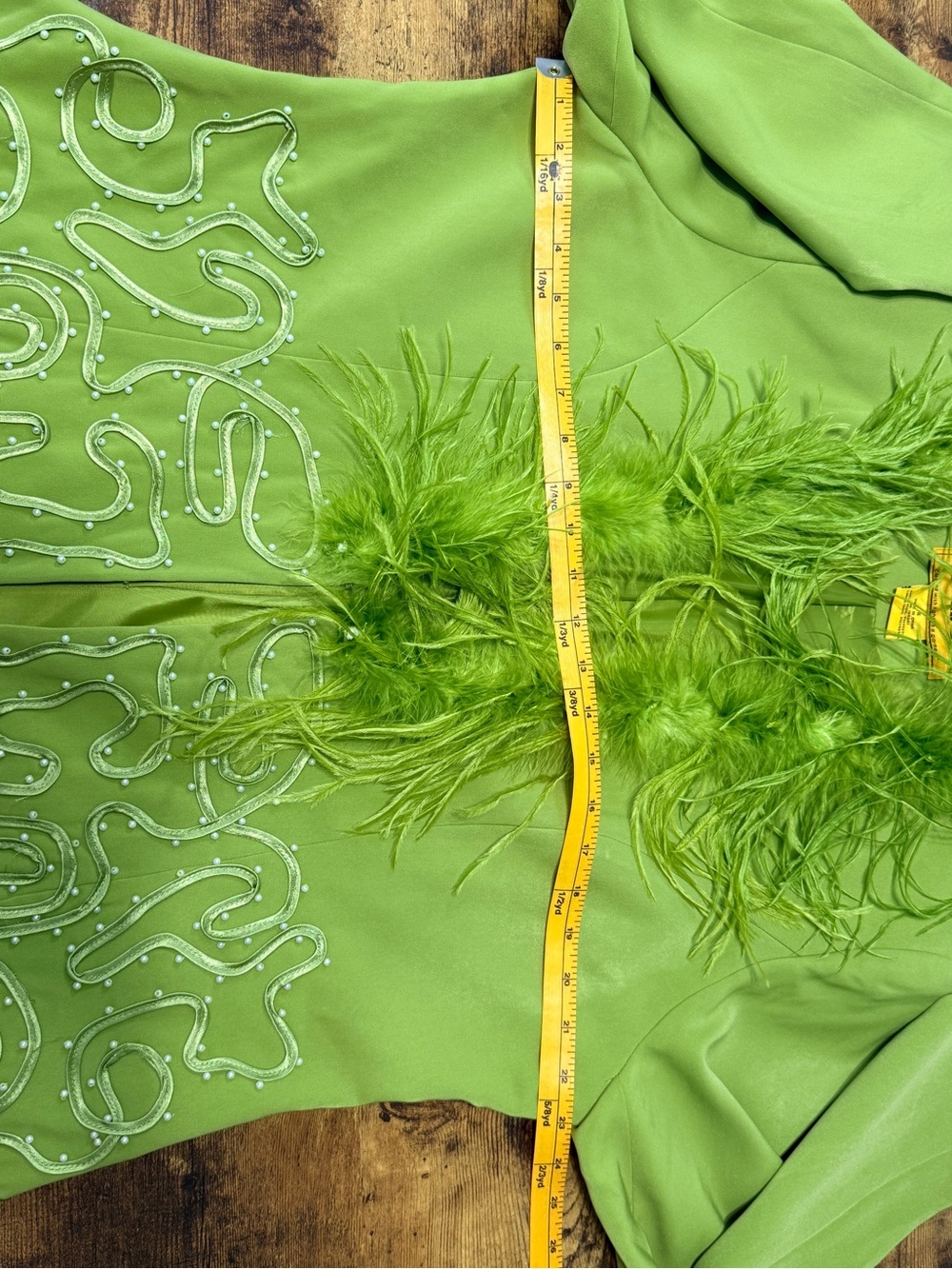 Vintage Psalm: CIV Lime Green Maximalist Skirt Set Sz 16 Faux Fur Statement Suit - Picture 14 of 14